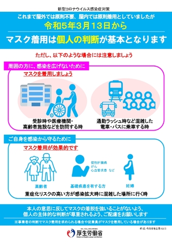 【2023年3月13日～】マスク着用ルールの変更について